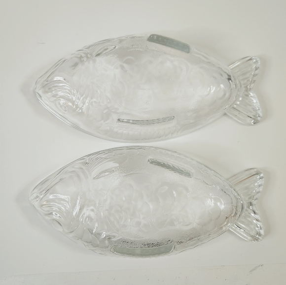 Pair of Ankerglass vintage clear glass fish dishes - Picture 2 of 3